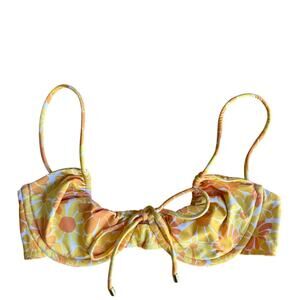 Sunbleached Swim Stella Bikini Top Gold Coast Sz S Floral Yellow Beach Retro